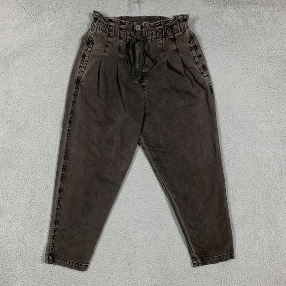 Free People Pants - Free People Margate Trouser Womens Medium Brown Pleated Button Fly Paperbag Pant